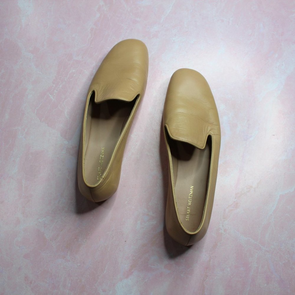 Stuart Weitzman Cream Myguy Rounded Toe Loafers S… - image 2